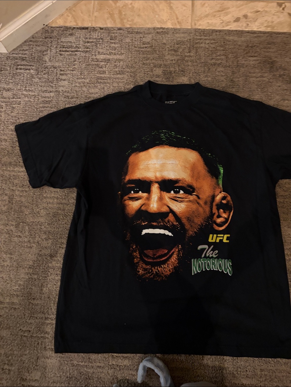 UFC McGregor Black Short Sleeve Graphic Tee with Multi-Color Portrait